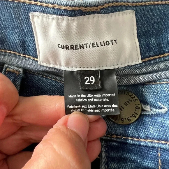 Current/Elliott cropped Jeans High Waisted Stiletto Raw Hem 29 - Picture 6 of 7
